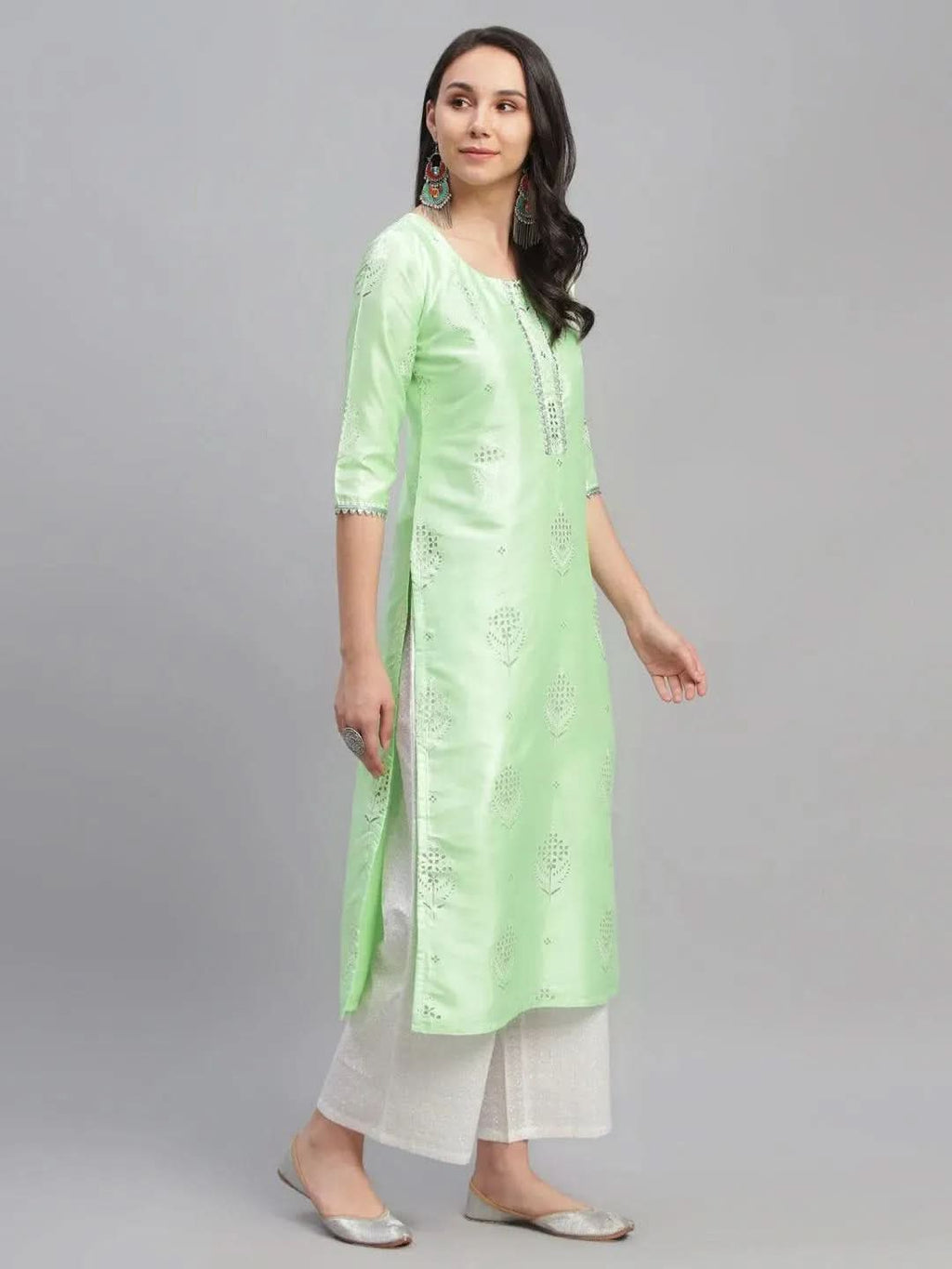Libas Green Printed Shantoon Kurta