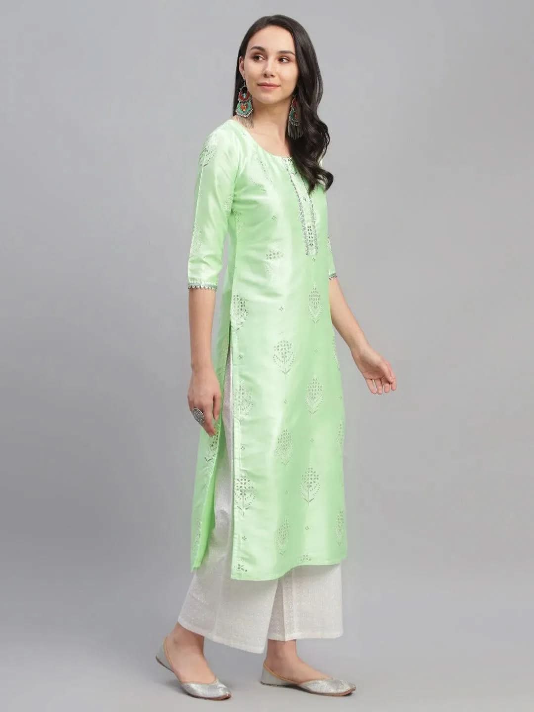 Libas Green Printed Shantoon Kurta