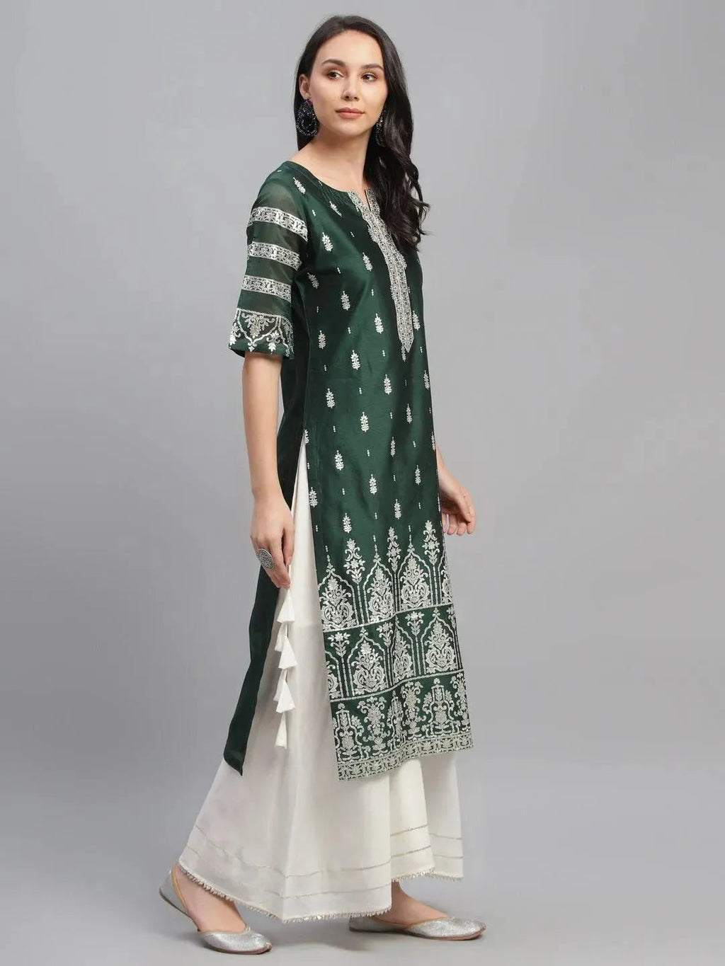 Libas Green Printed Shantoon Kurta