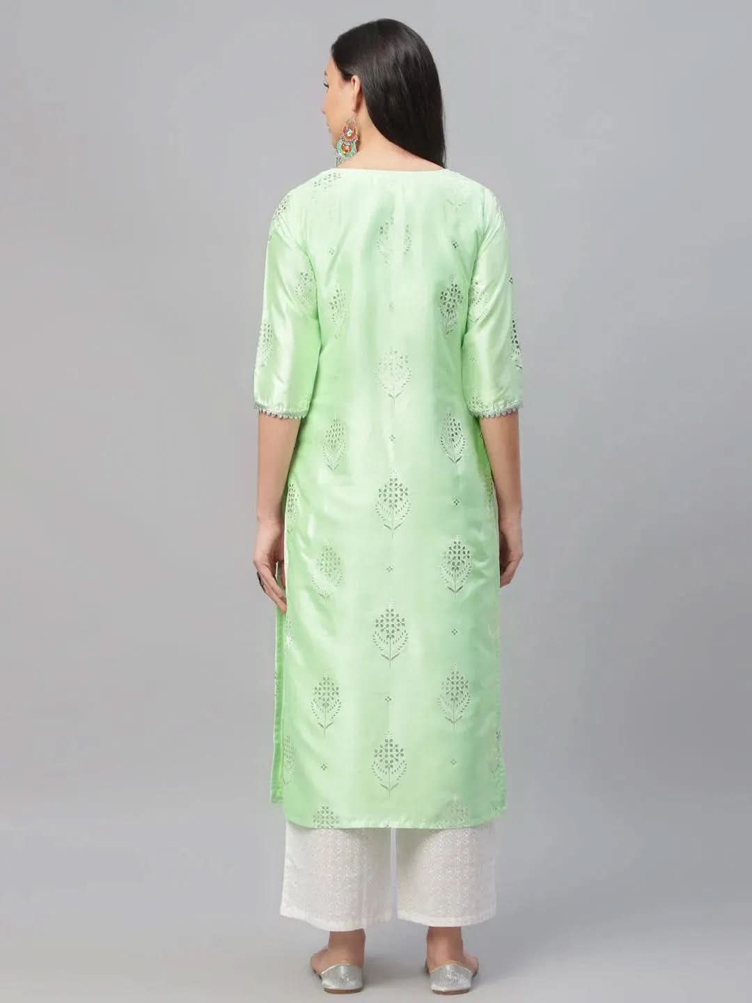 Libas Green Printed Shantoon Kurta