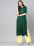 Libas Green Solid Rayon Kurta