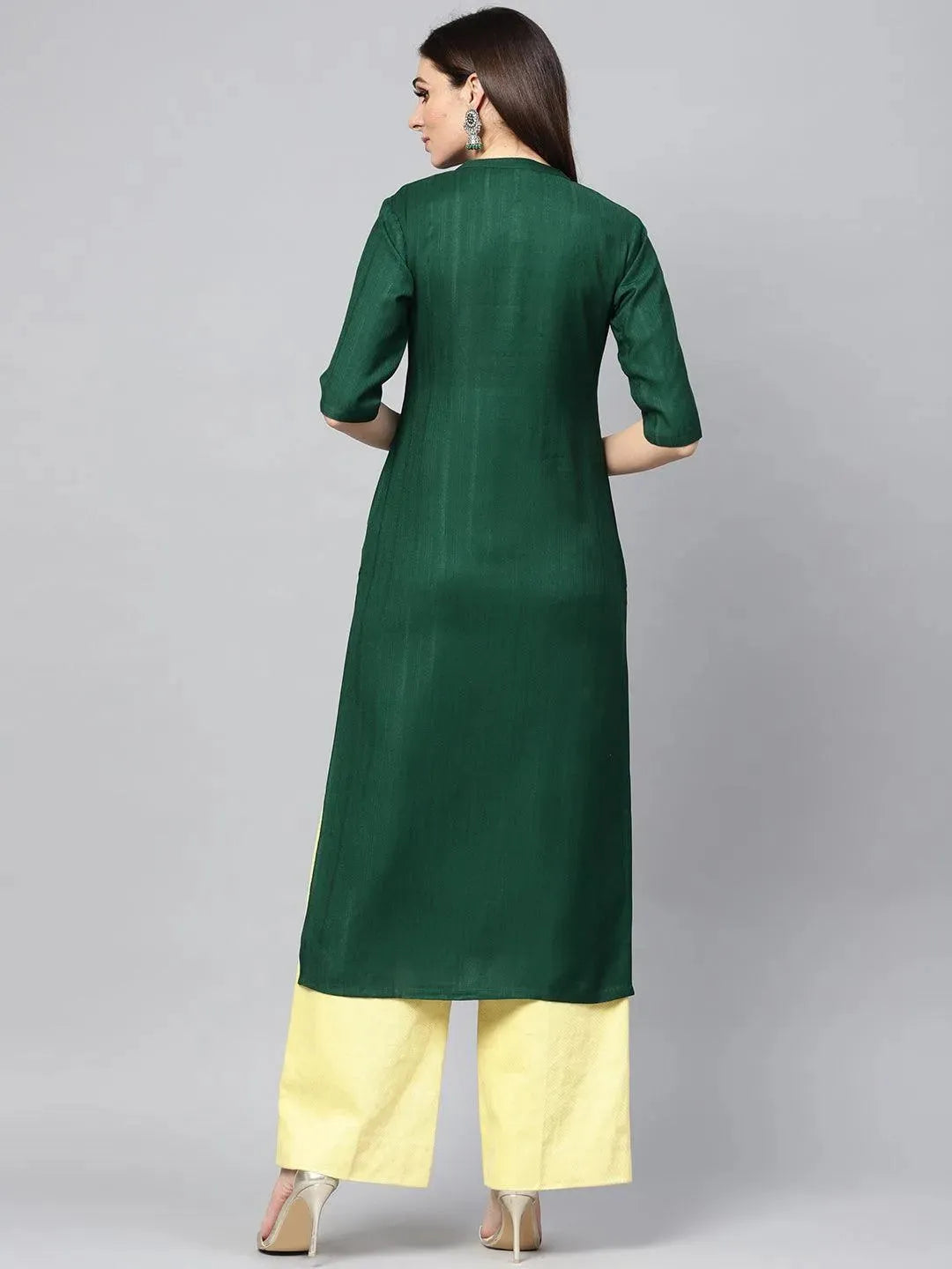 Libas Green Solid Rayon Kurta