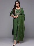 Gerua Green Yoke Design Silk Blend Straight Suit With Dupatta