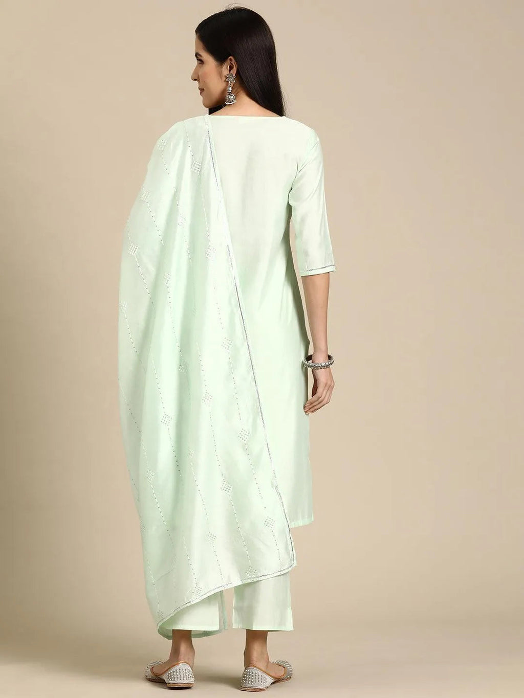 Gerua Green Yoke Design Silk Blend Straight Suit With Dupatta