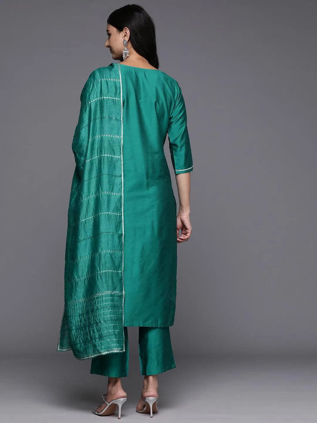 Gerua Green Yoke Design Silk Blend Straight Suit With Dupatta
