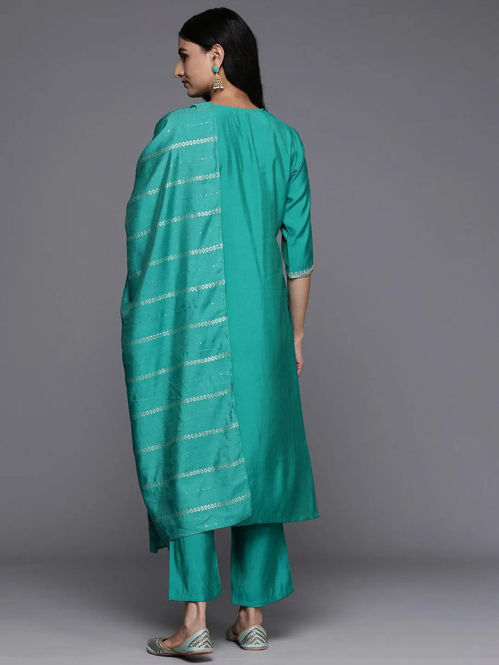 Gerua Green Yoke Design Silk Blend Straight Suit With Dupatta