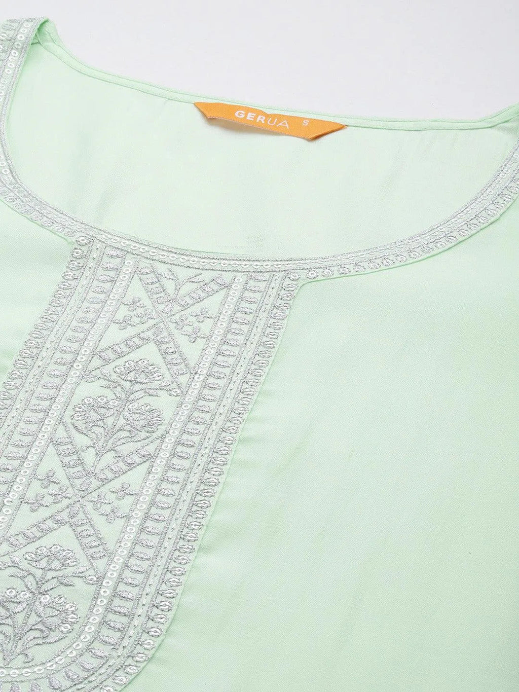 Gerua Green Yoke Design Silk Blend Straight Suit With Dupatta