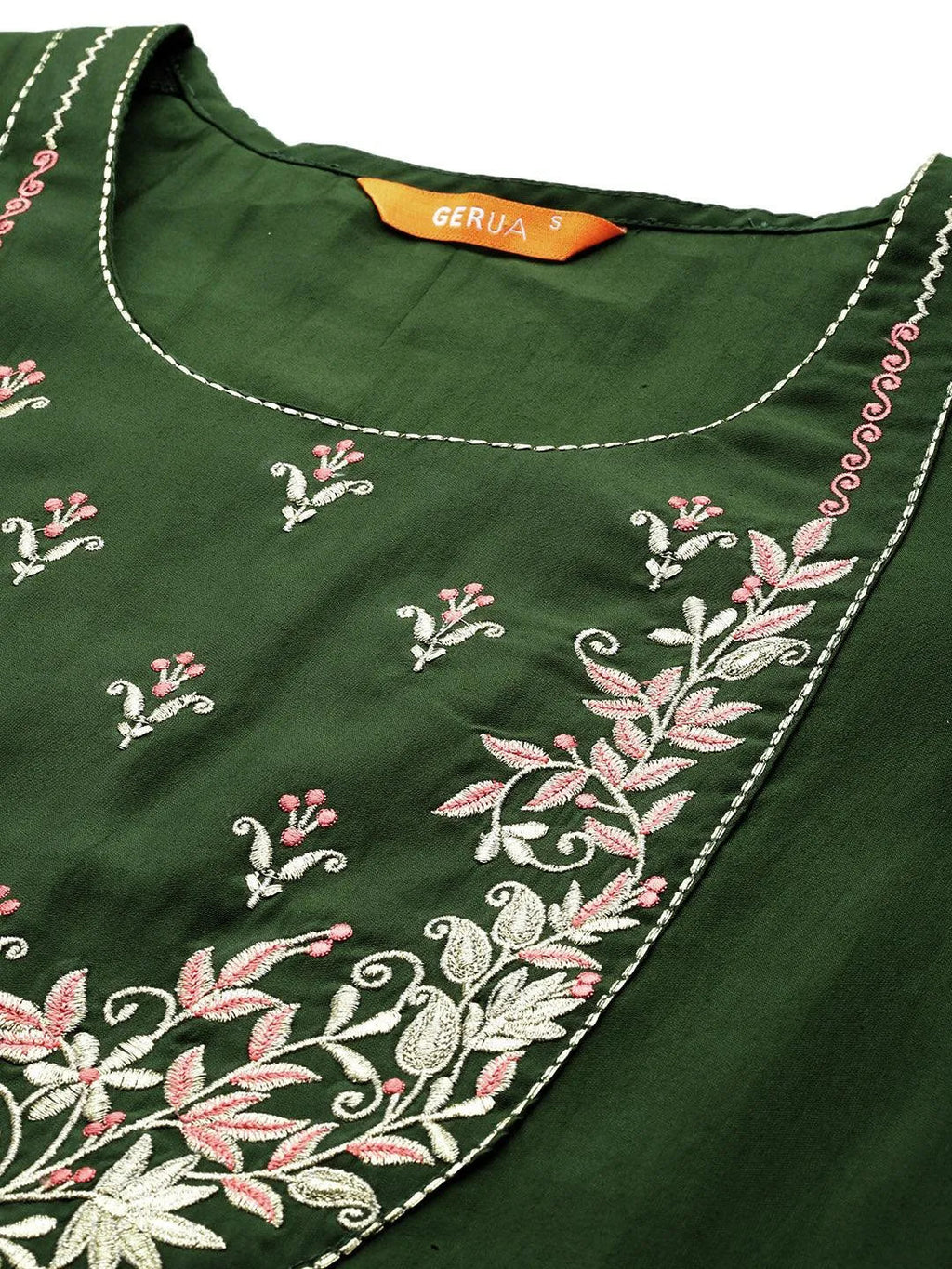 Gerua Green Yoke Design Silk Blend Straight Suit With Dupatta