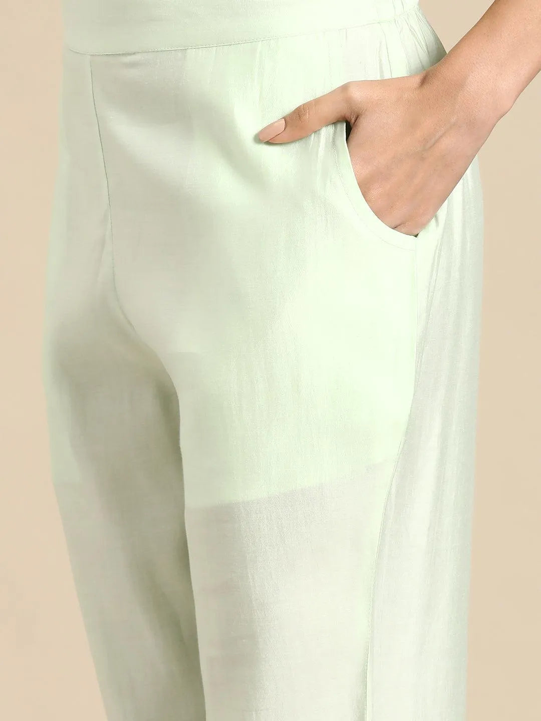 Gerua Green Yoke Design Silk Blend Straight Suit With Dupatta