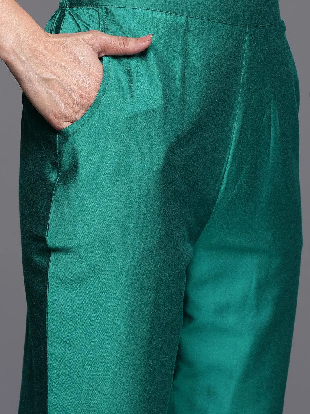 Gerua Green Yoke Design Silk Blend Straight Suit With Dupatta