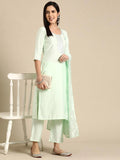 Gerua Green Yoke Design Silk Blend Straight Suit With Dupatta