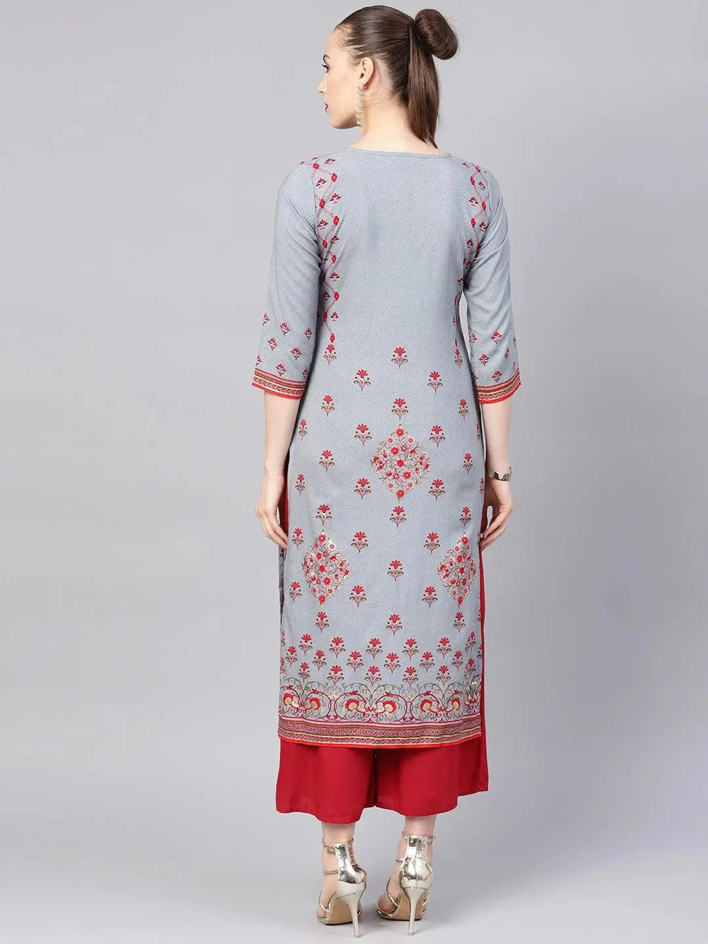Libas Grey Printed Rayon Kurta