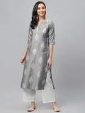 Libas Grey Printed Shantoon Kurta