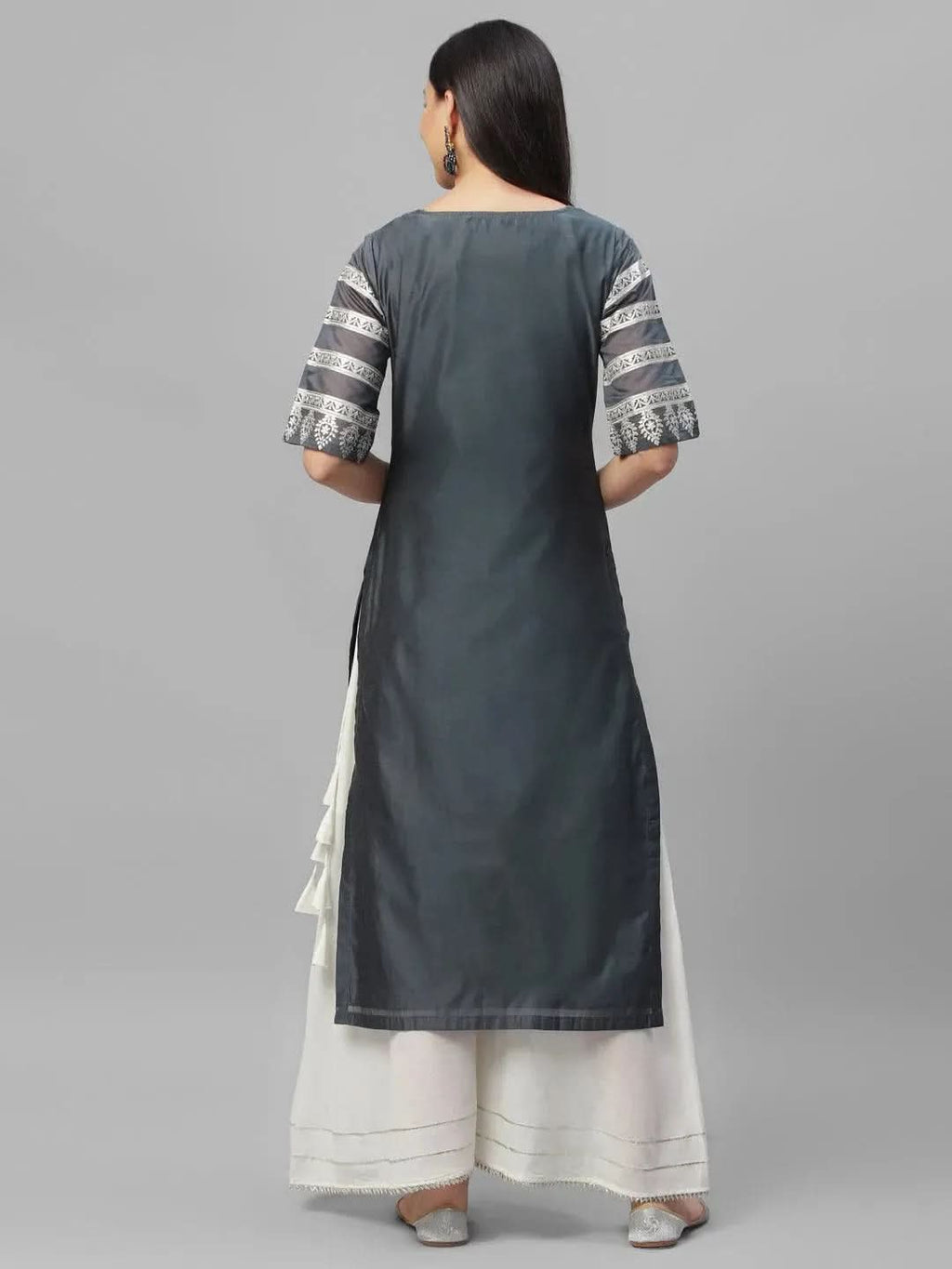 Libas Grey Printed Shantoon Kurta