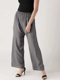 Libas Grey Solid Rayon Palazzos