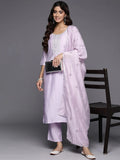 Gerua Lavender Yoke Design Silk Blend Straight Suit With Dupatta