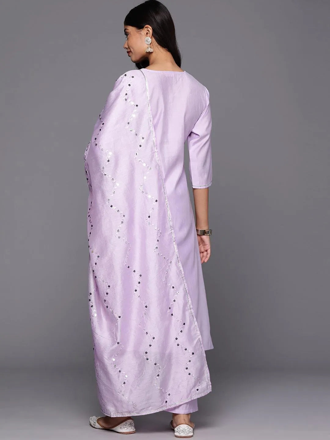 Gerua Lavender Yoke Design Silk Blend Straight Suit With Dupatta