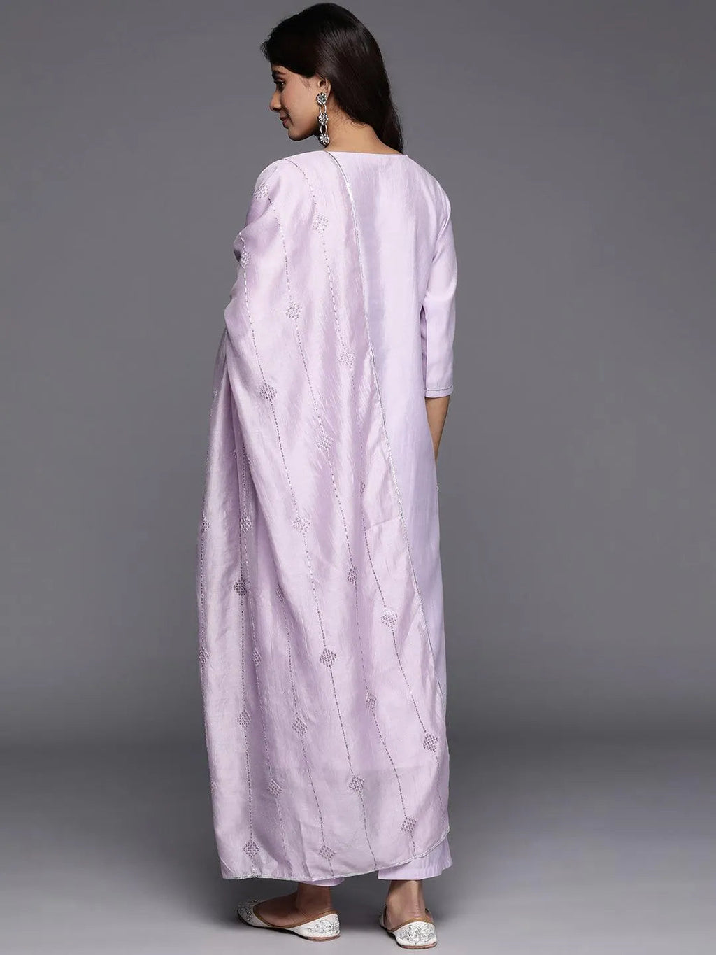 Gerua Lavender Yoke Design Silk Blend Straight Suit With Dupatta
