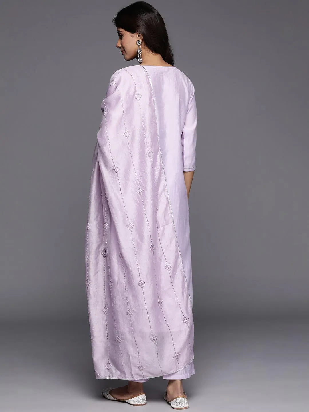 Gerua Lavender Yoke Design Silk Blend Straight Suit With Dupatta