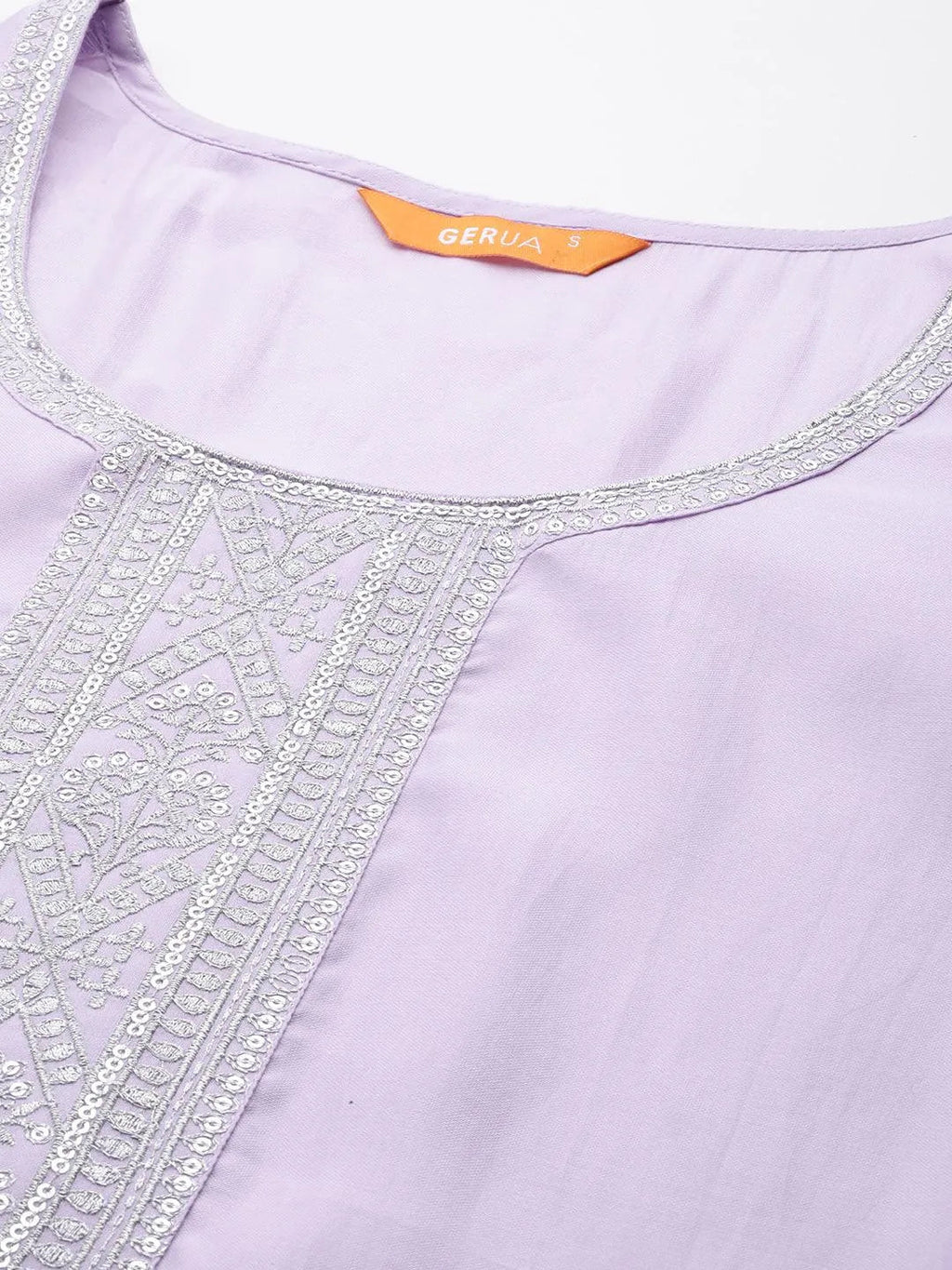 Gerua Lavender Yoke Design Silk Blend Straight Suit With Dupatta