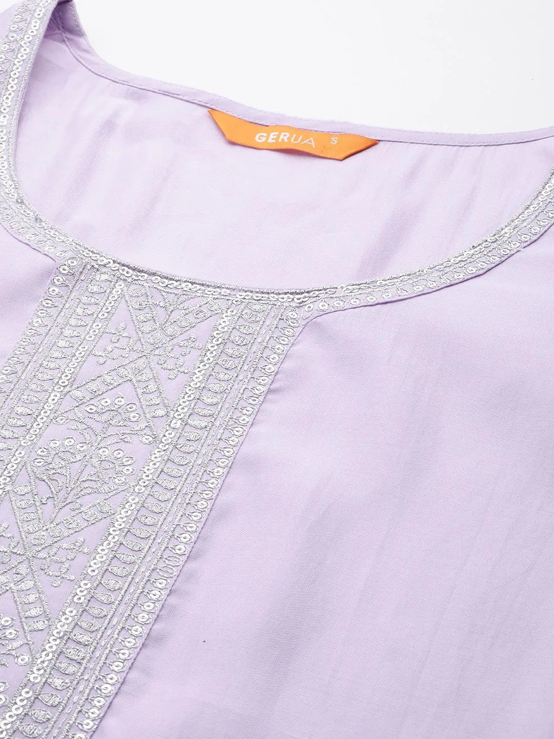 Gerua Lavender Yoke Design Silk Blend Straight Suit With Dupatta