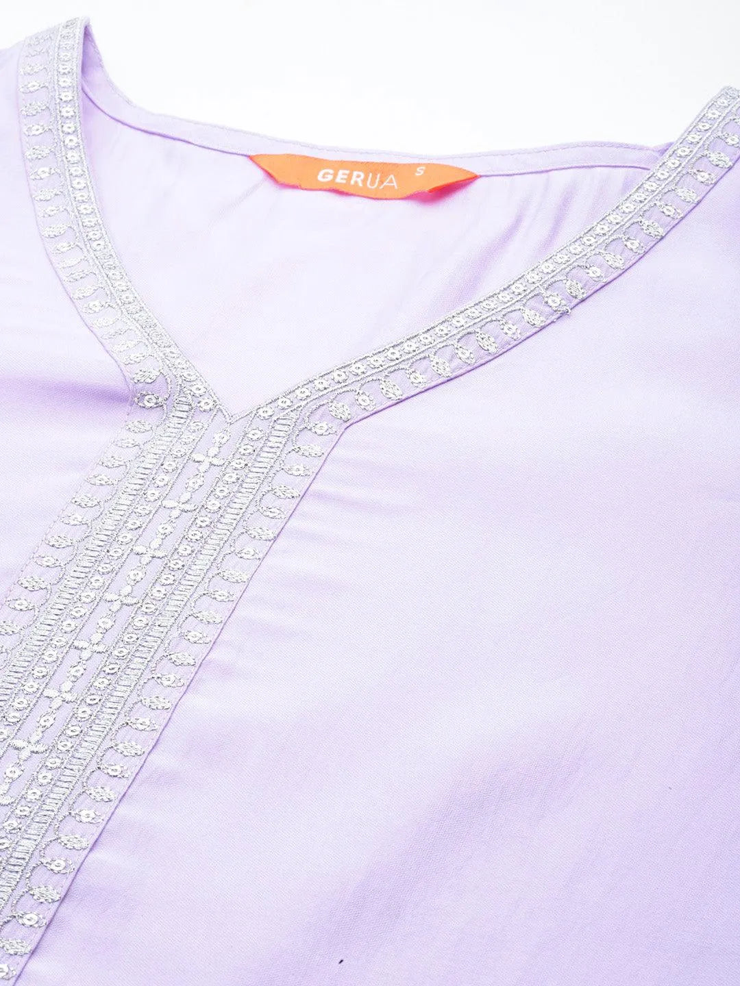 Gerua Lavender Yoke Design Silk Blend Straight Suit With Dupatta