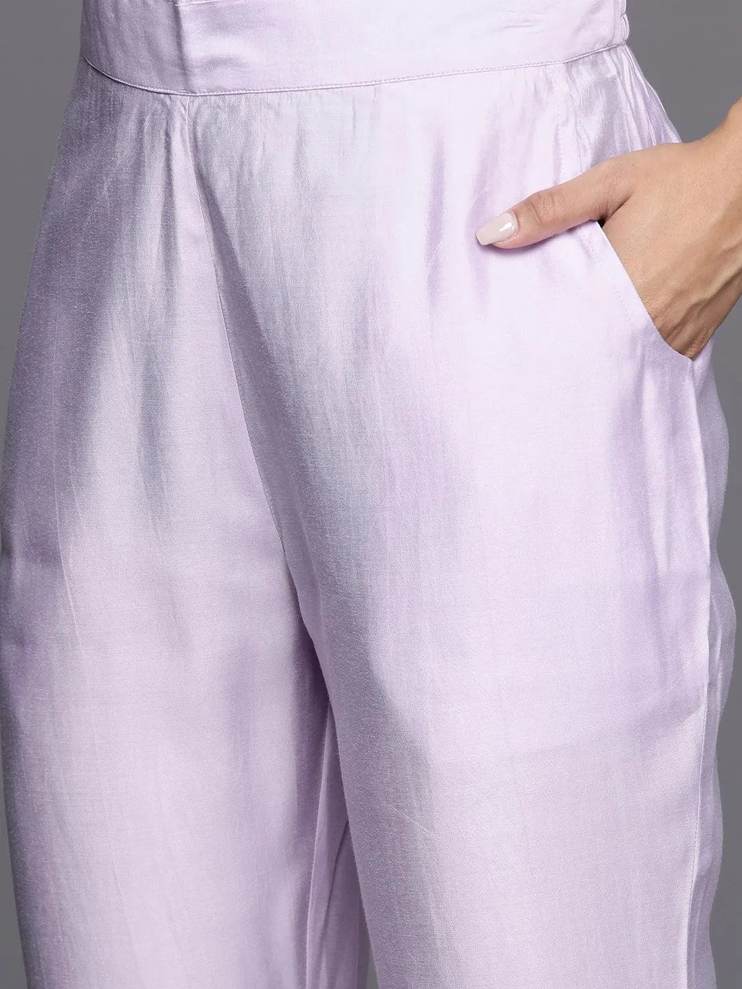 Gerua Lavender Yoke Design Silk Blend Straight Suit With Dupatta
