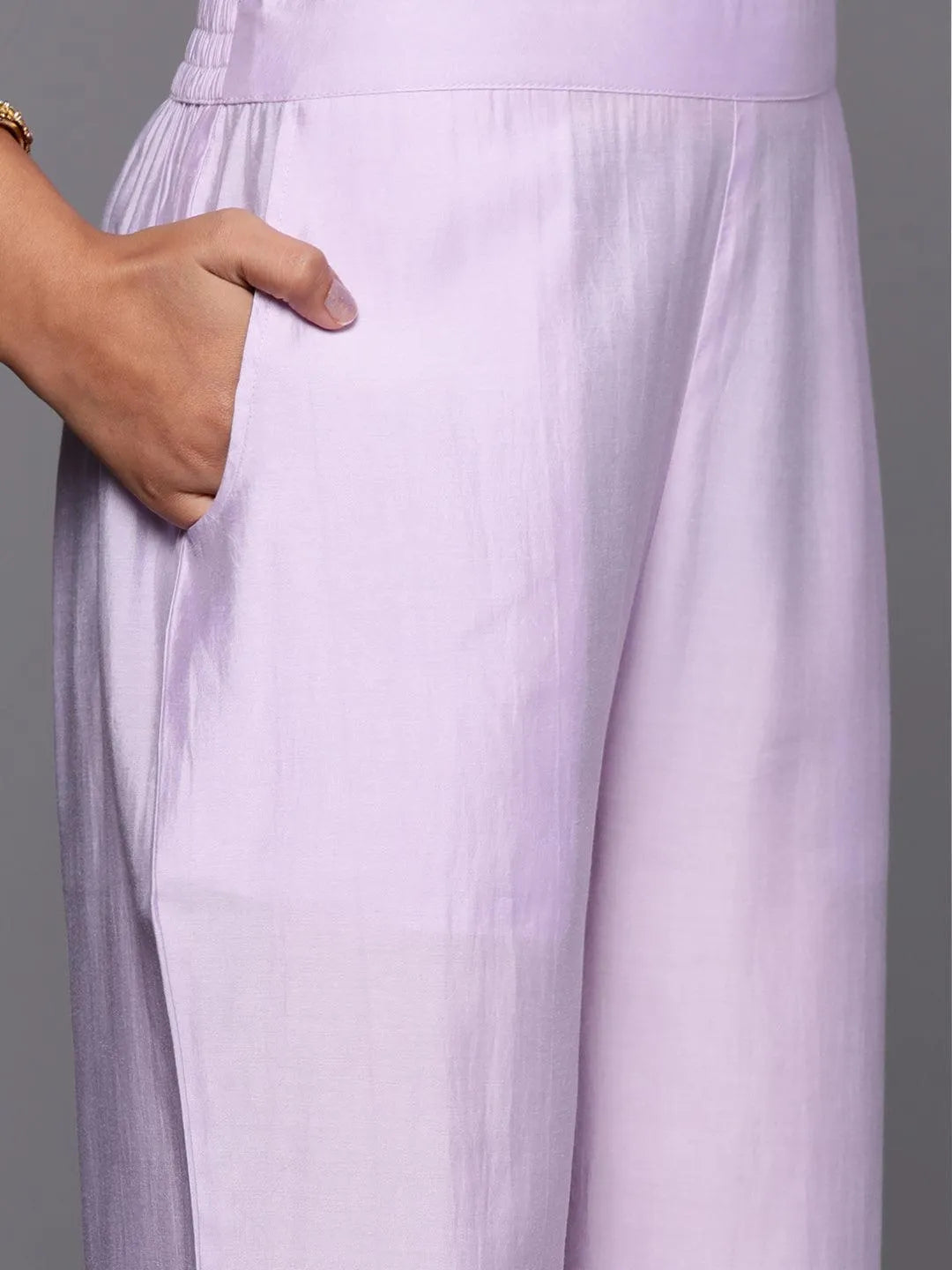 Gerua Lavender Yoke Design Silk Blend Straight Suit With Dupatta