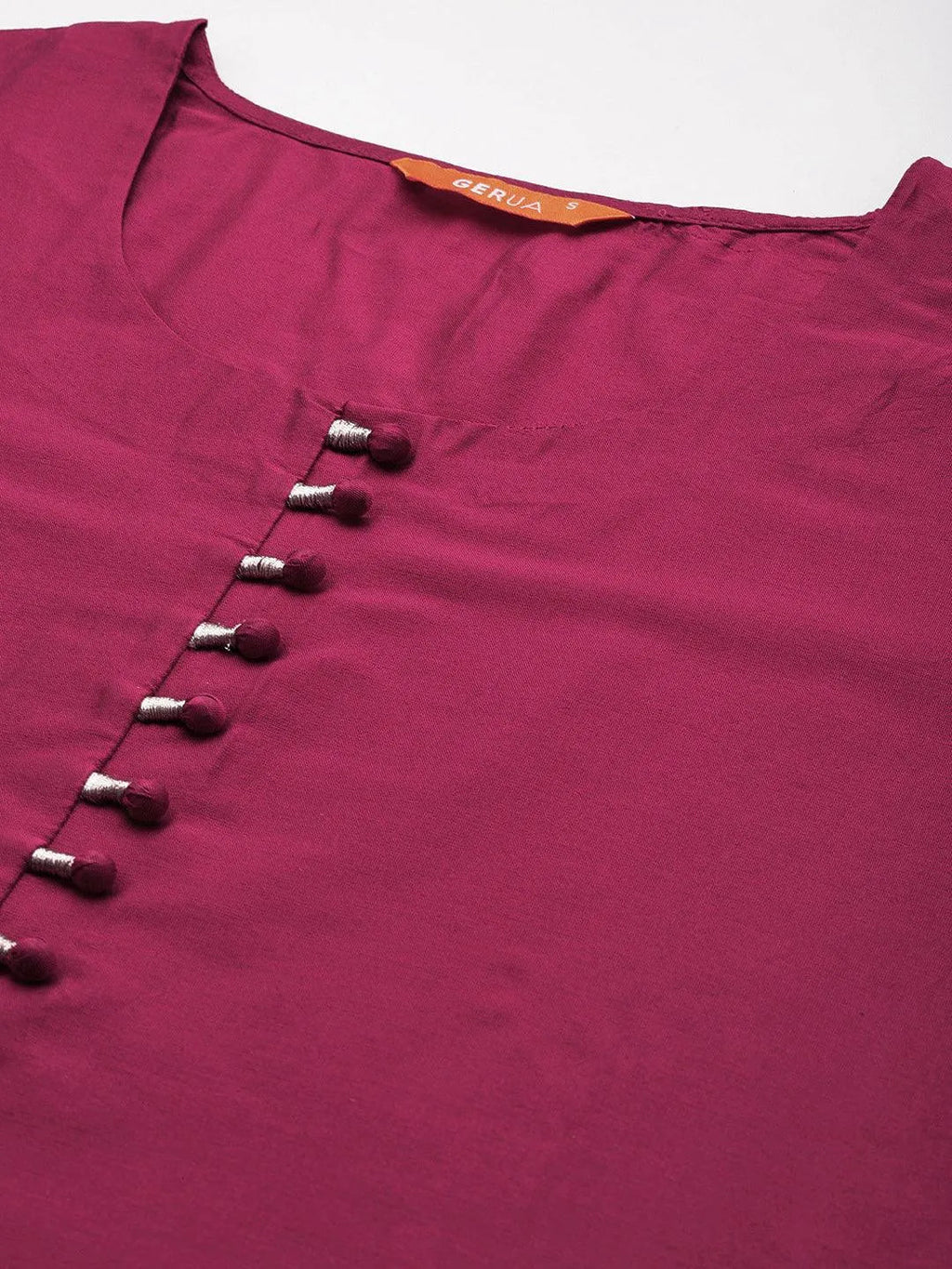 Gerua Magenta Solid Silk Blend Straight Suit With Dupatta