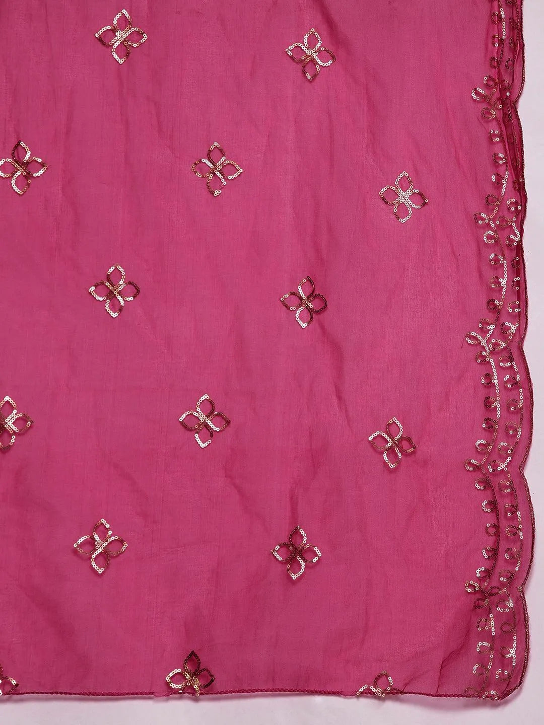 Gerua Magenta Solid Silk Blend Straight Suit With Dupatta