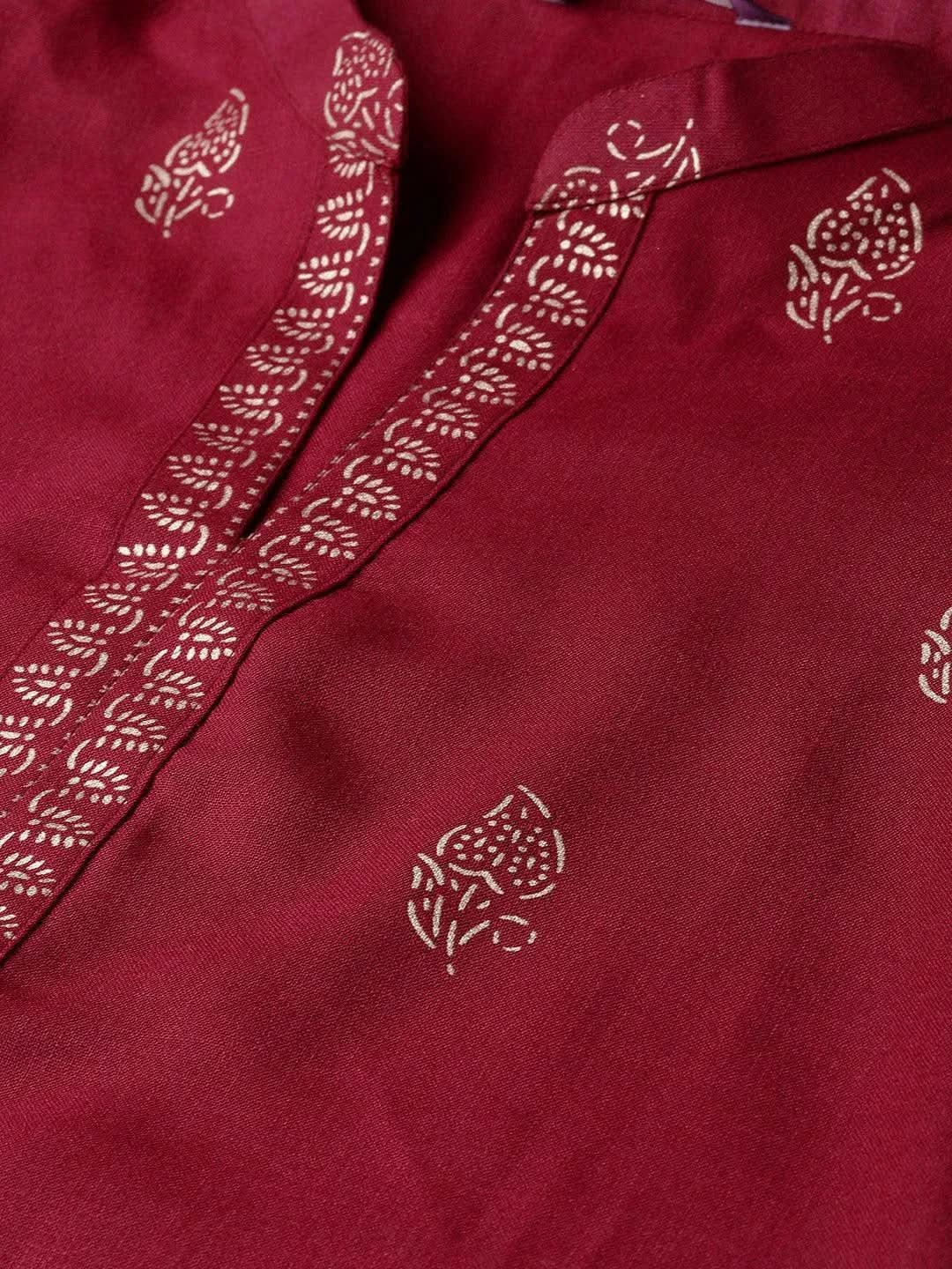Libas Maroon Printed Cotton Kurta