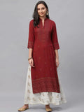 Libas Maroon Printed Rayon Kurta
