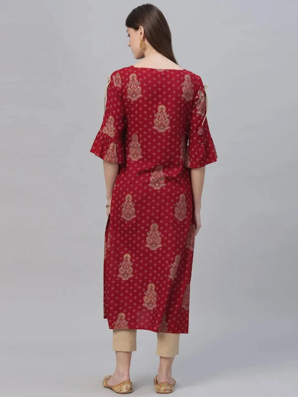 Libas Maroon Printed Rayon Kurta