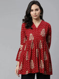 Libas Maroon Printed Rayon Kurti