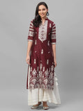 Libas Maroon Printed Shantoon Kurta