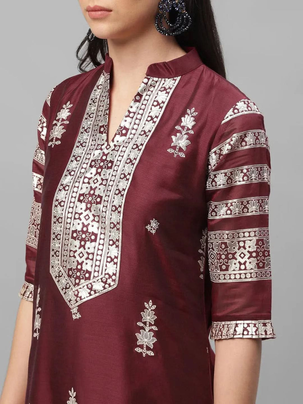 Libas Maroon Printed Shantoon Kurta