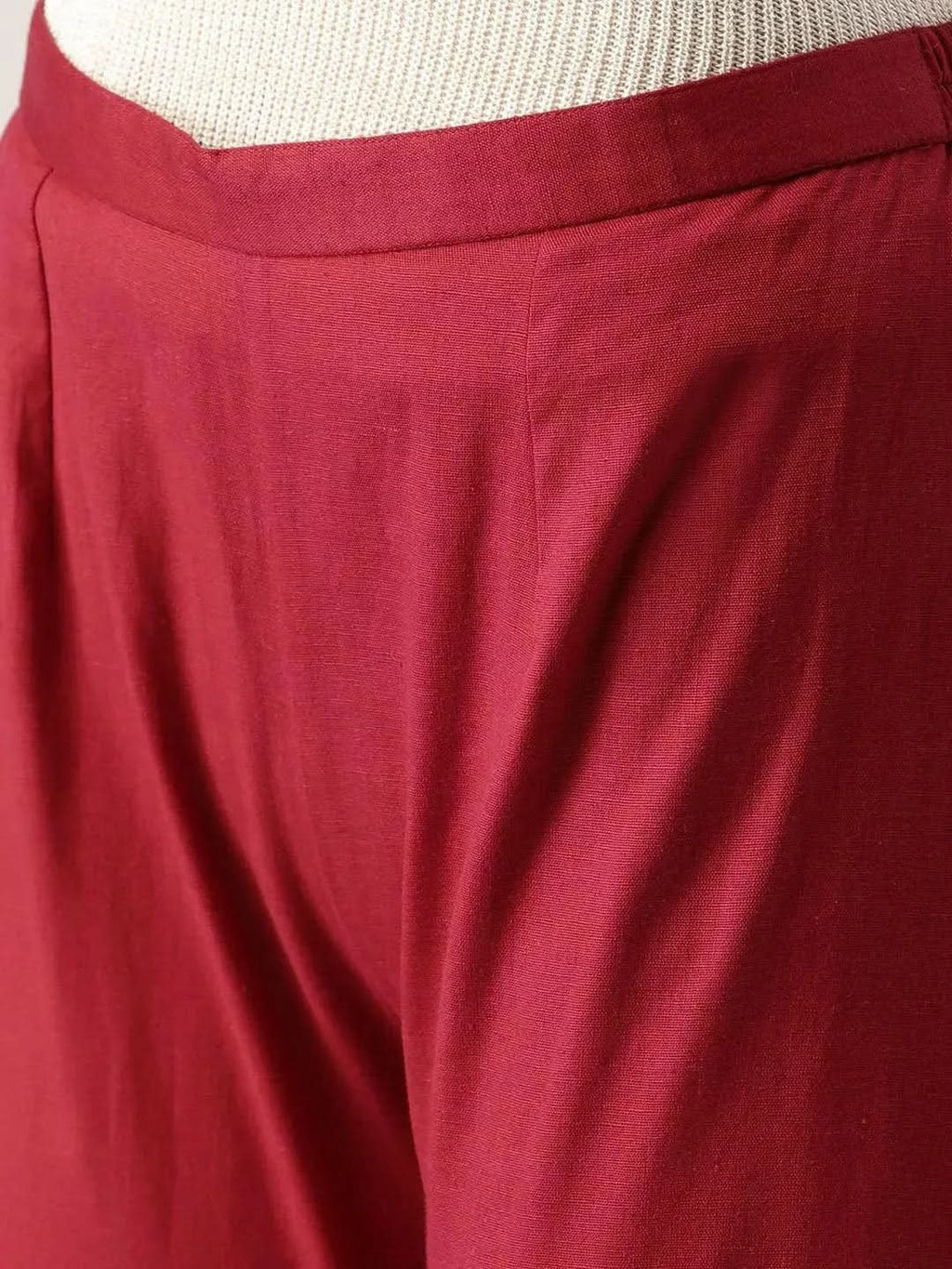 Libas Maroon Solid Cotton Palazzos
