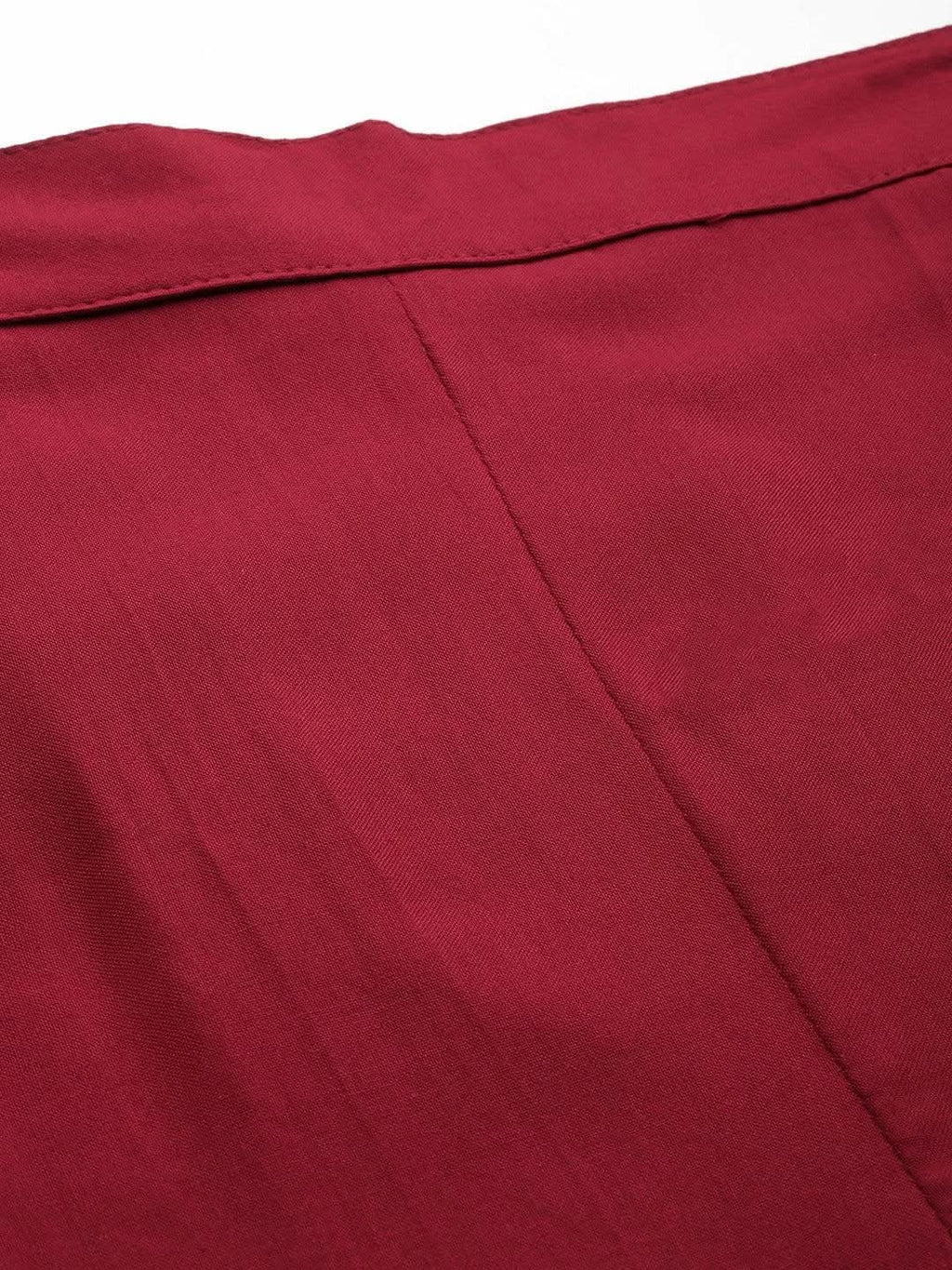 Libas Maroon Solid Rayon Trousers