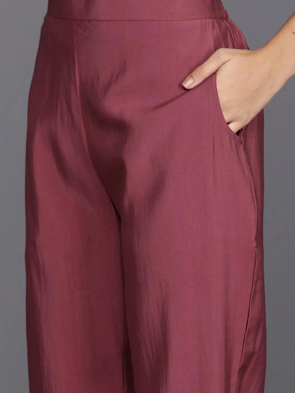 Gerua Mauve Yoke Design Silk Blend Straight Suit With Dupatta