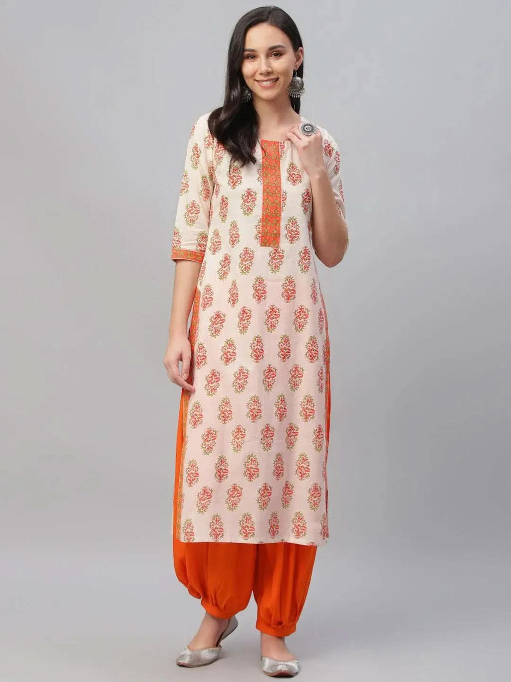 Libas Multicoloured Printed Cotton Kurta
