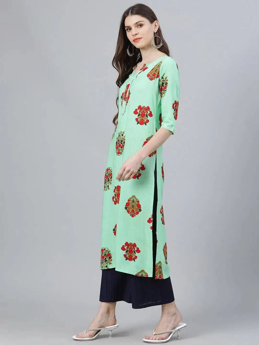 Libas Multicoloured Printed Rayon Kurta