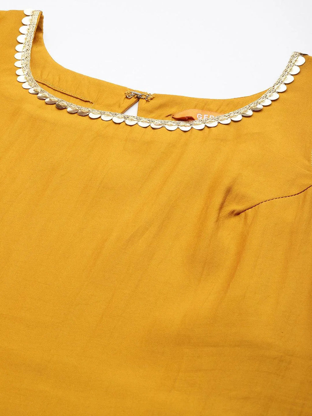 Gerua Mustard Solid Silk Blend Straight Suit With Dupatta