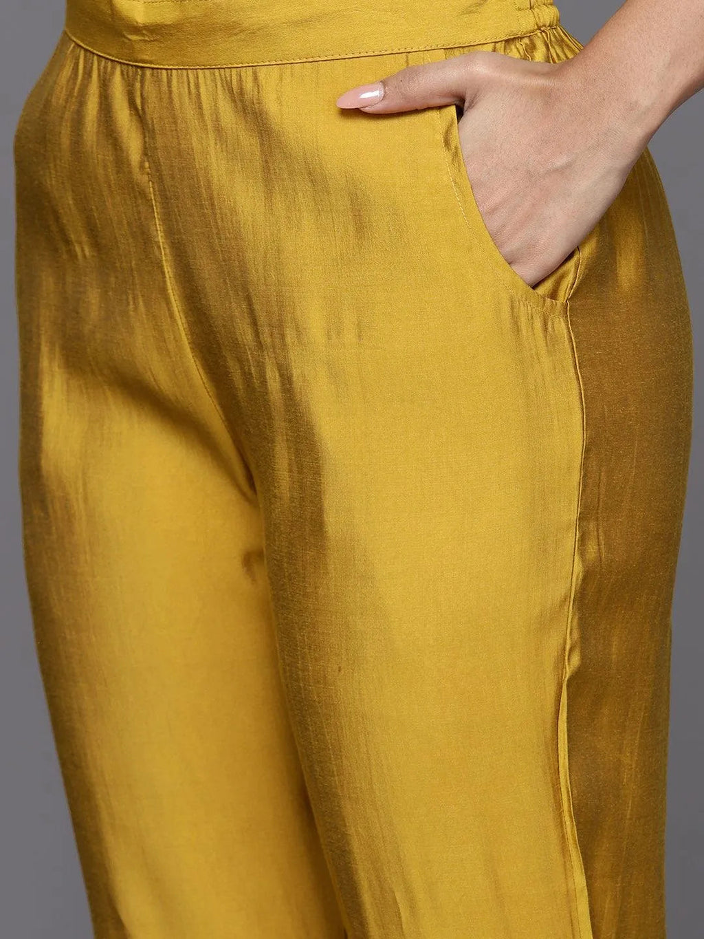 Gerua Mustard Yoke Design Silk Blend Straight Suit With Dupatta