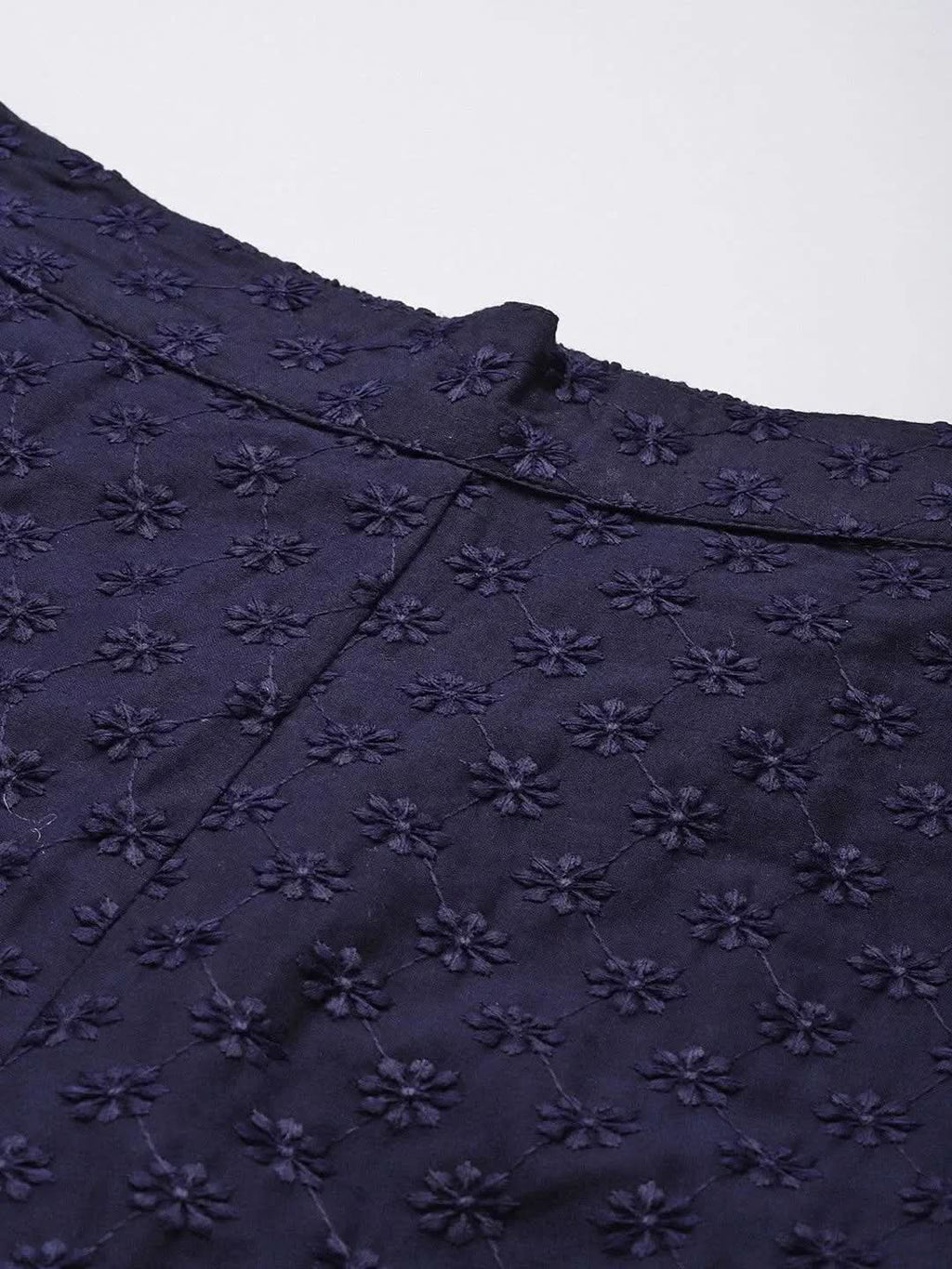 Libas Navy Blue Embroidered Cotton Palazzos