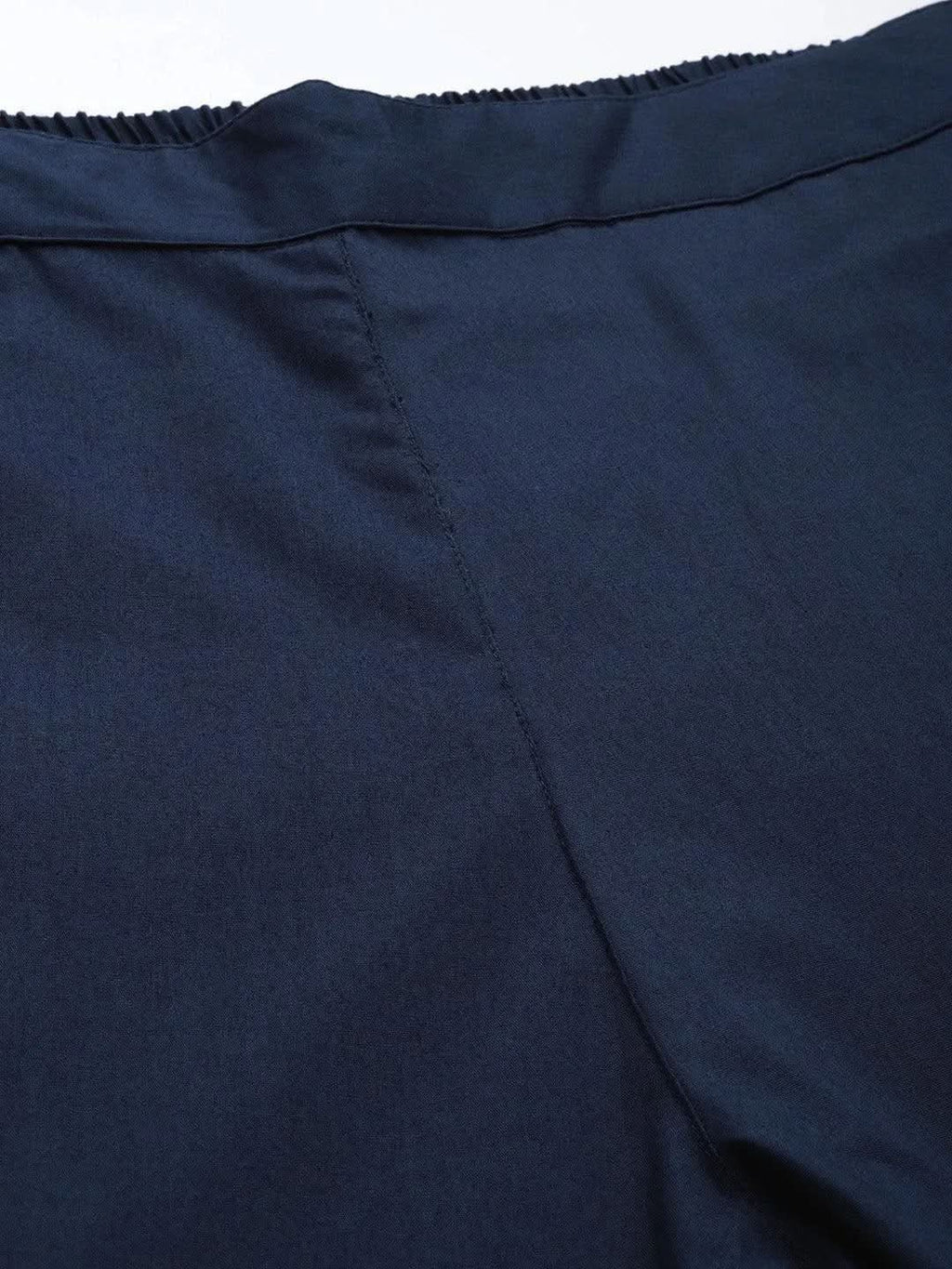 Libas Navy Blue Solid Cotton Trousers