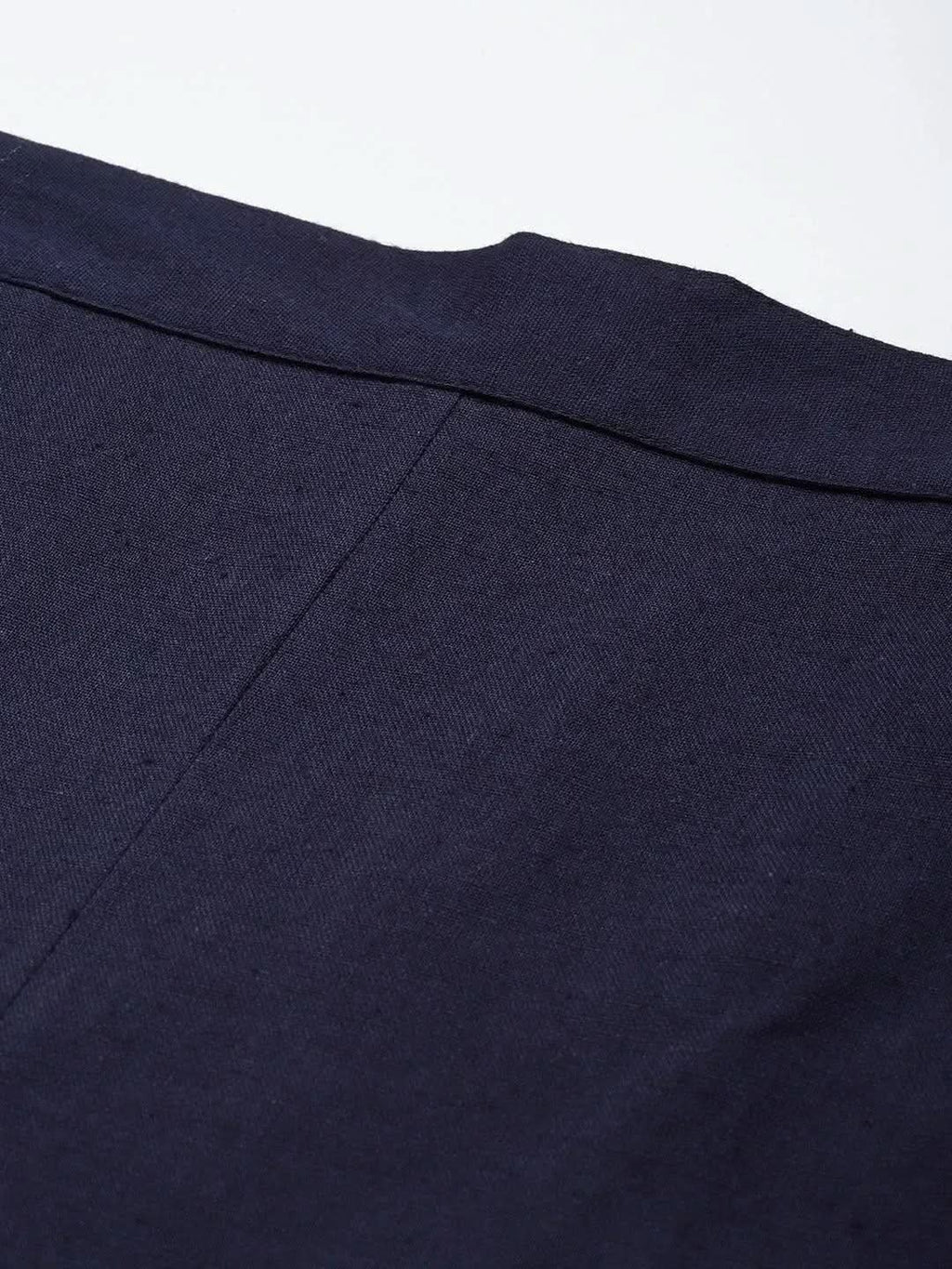 Libas Navy Blue Solid Cotton Trousers