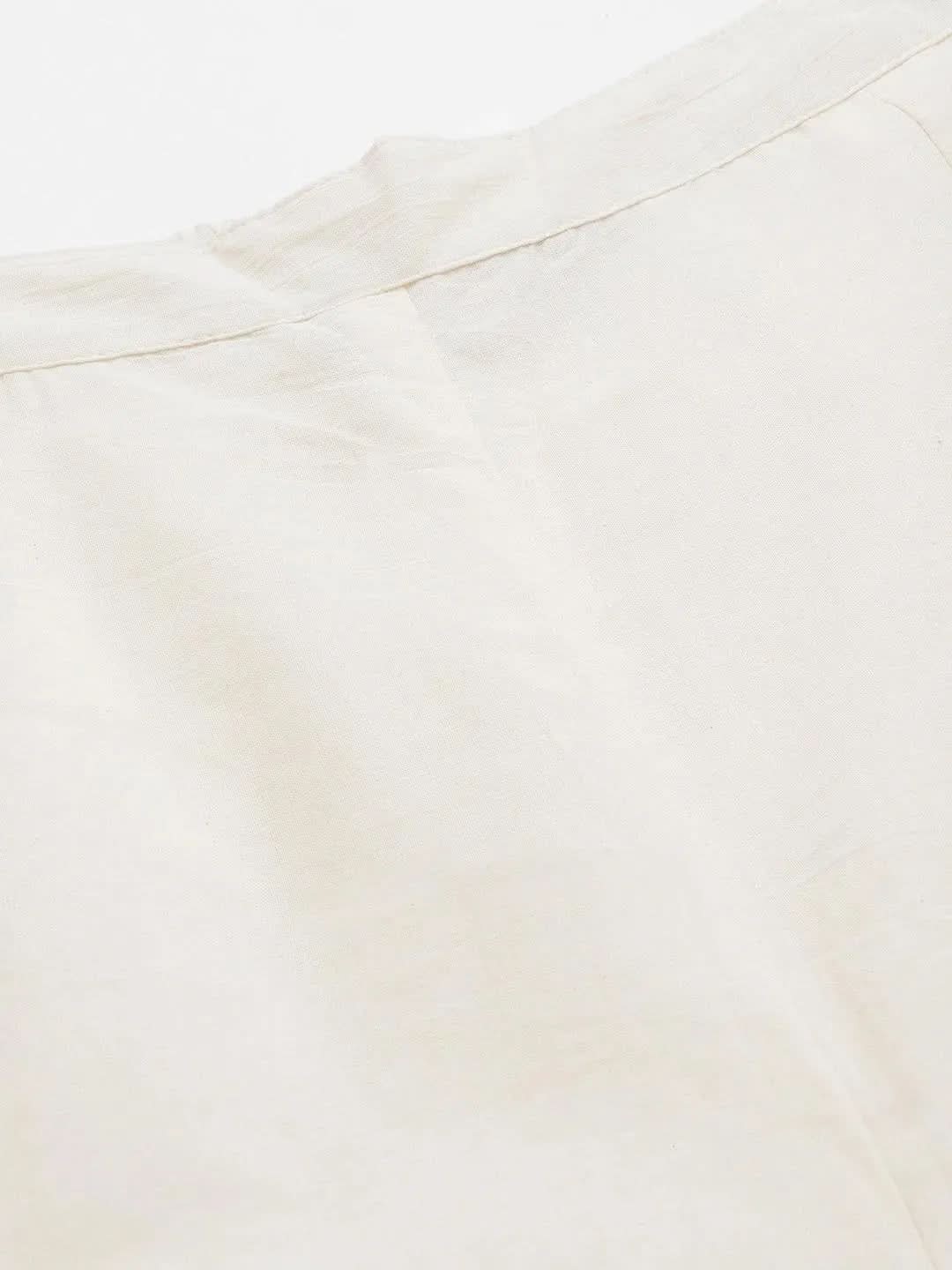 Libas Off White Embroidered Cotton Palazzos
