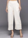 Libas Off White Schiffli Cotton Palazzos