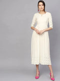 Libas Off-White Schiffli Rayon Dress