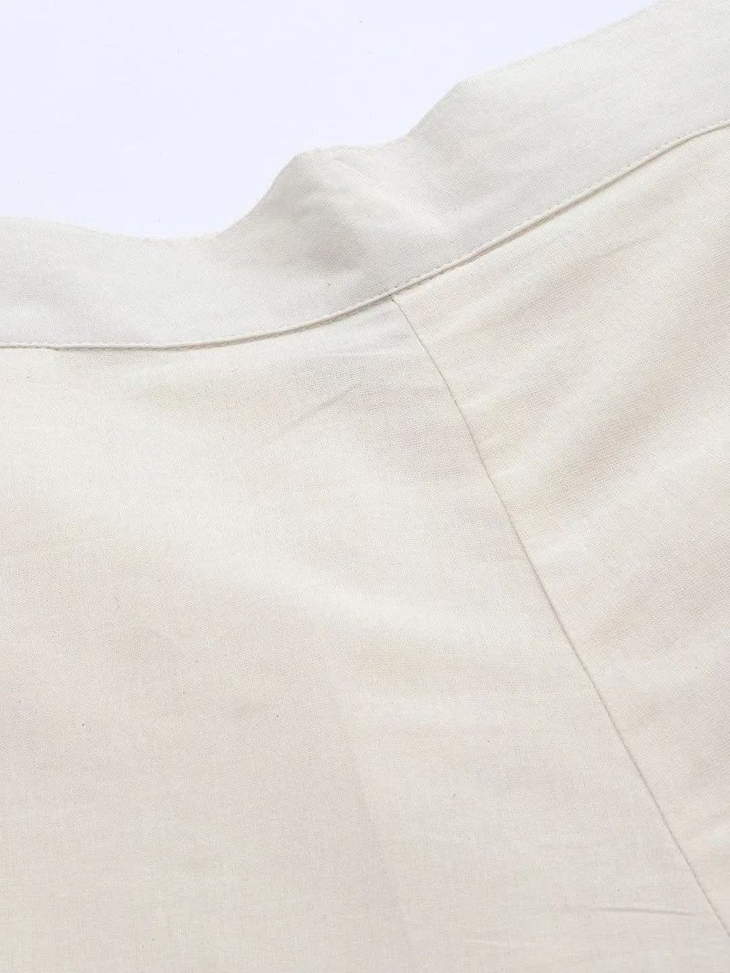 Libas Off White Solid Cotton Trousers